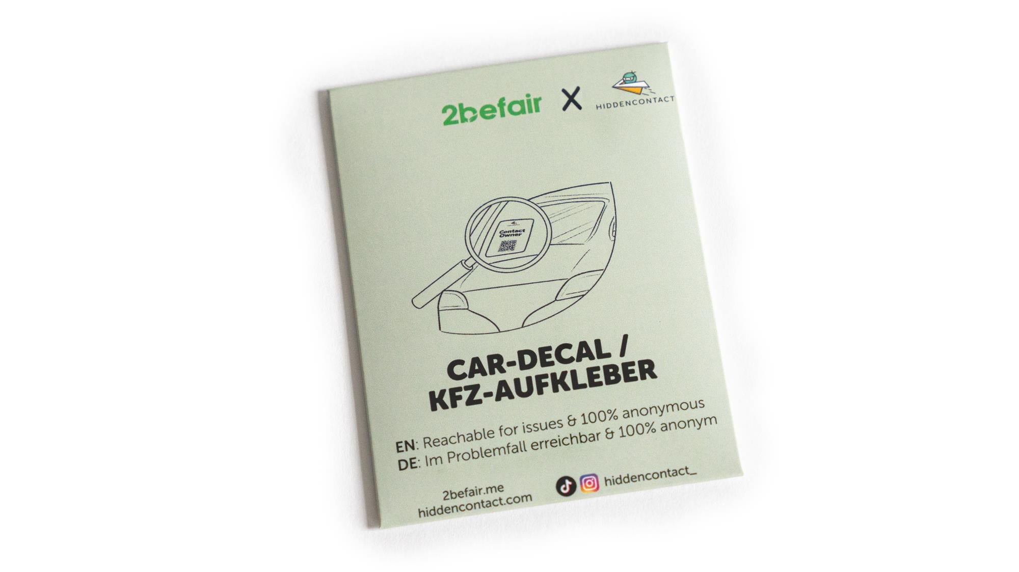2fefair HiddenContact QR sticker for the windshield